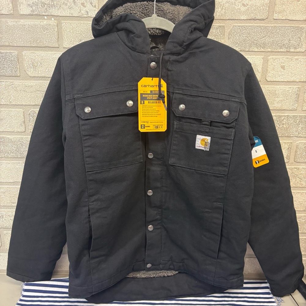 Carhartt Relaxed Fit Washed Duck Sherpa Lined Utility Jacket Size Small - Picture 2 of 11